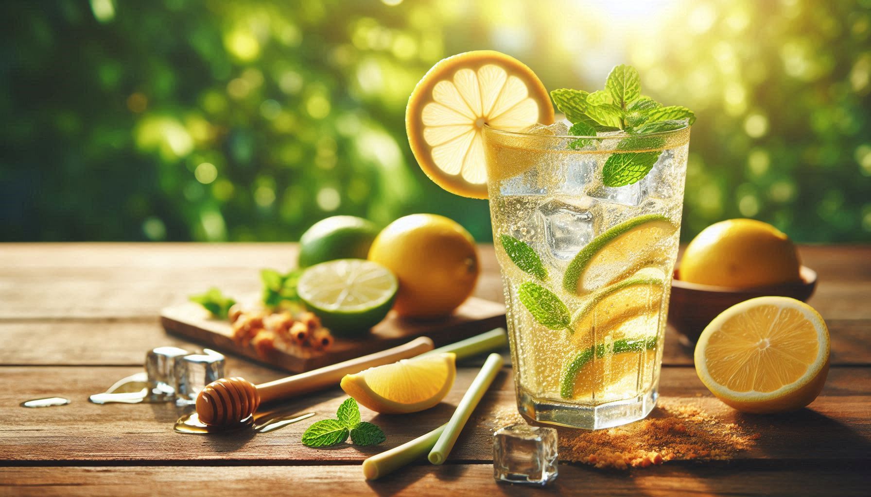 Honey Lemon Herb Sparkler