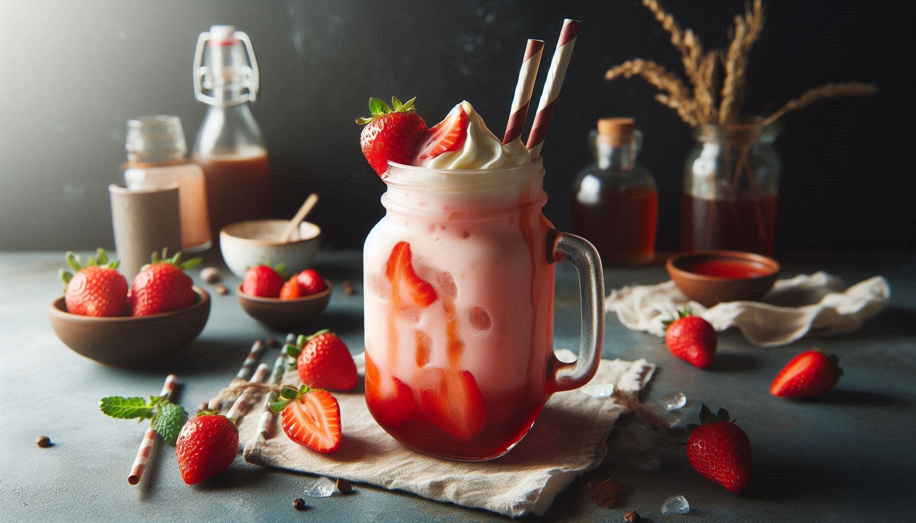 Strawberry Vanilla Sparkling Foam Drink