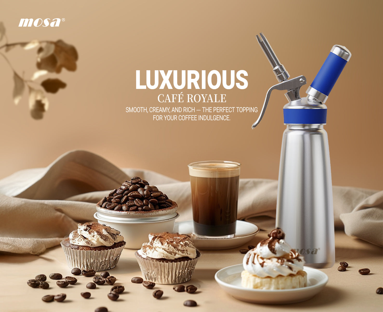 新品未使用　rosymonster whip cream tops Mosa Professional Stainless Steel Whipped Cream Dispenser
